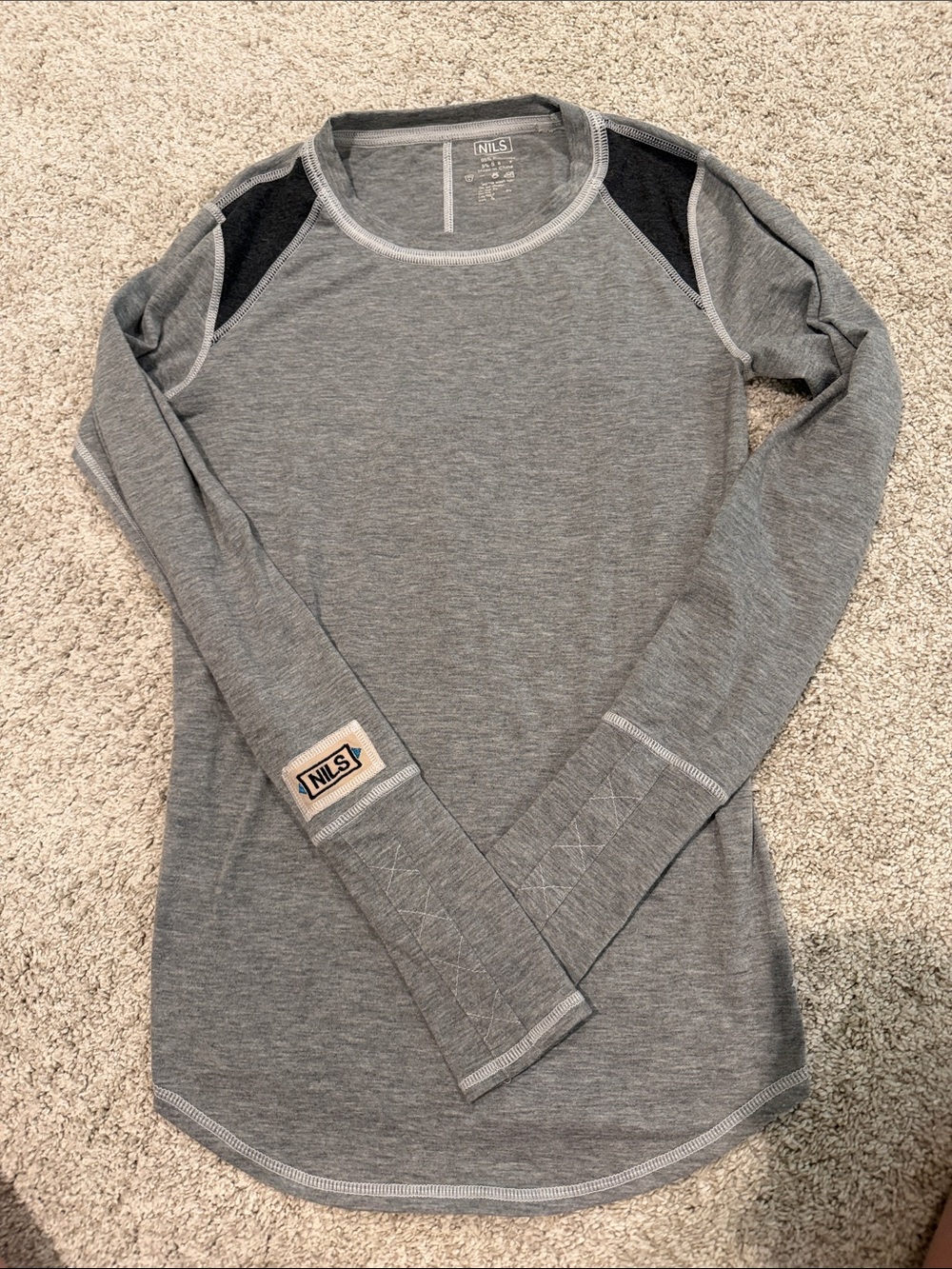NILS Grey Long Sleeve Performance Top with Black Accents